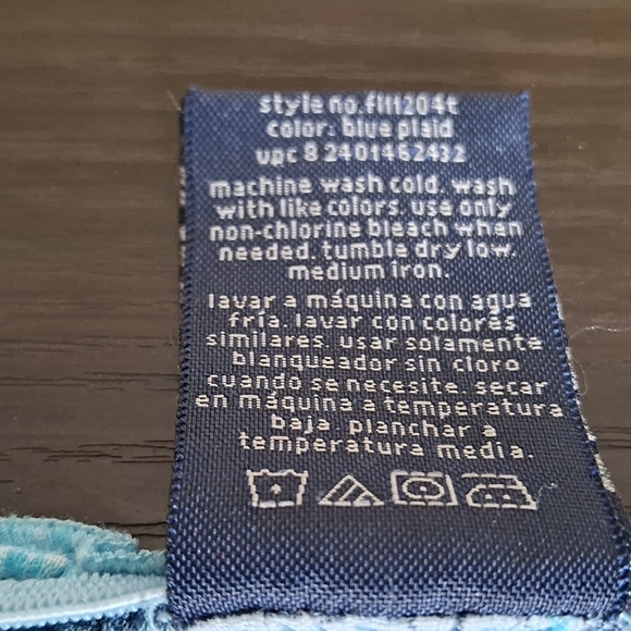 Faded Glory Plaid Blue and White Short Sleeve Shirt - Picture 6 of 6